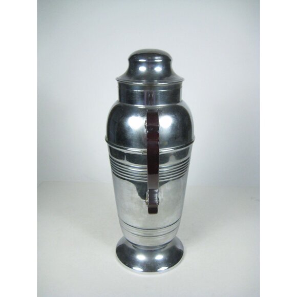 Vintage Art Deco Chrome Cocktail Pitcher Bakelite Shaker Barware Decor 12 in - Picture 4 of 16